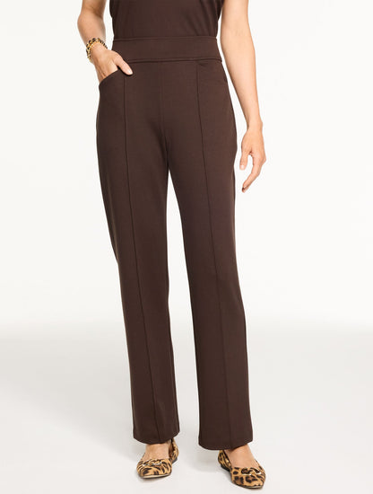 PASSPORT PONTE PINTUCK STRAIGHT LEG PANTS | Talbots