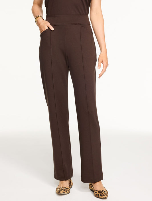 PASSPORT PONTE PINTUCK STRAIGHT LEG PANTS | Talbots