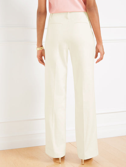 TEXTURED COTTON WIDE LEG PANTS | Talbots
