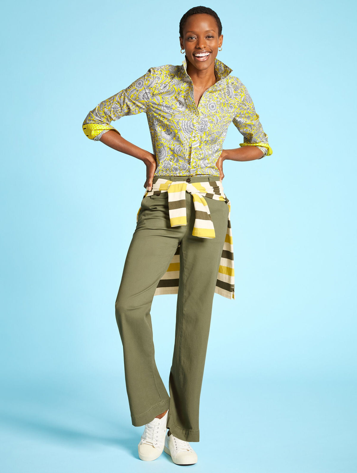 TWILL WIDE LEG PANTS | Talbots