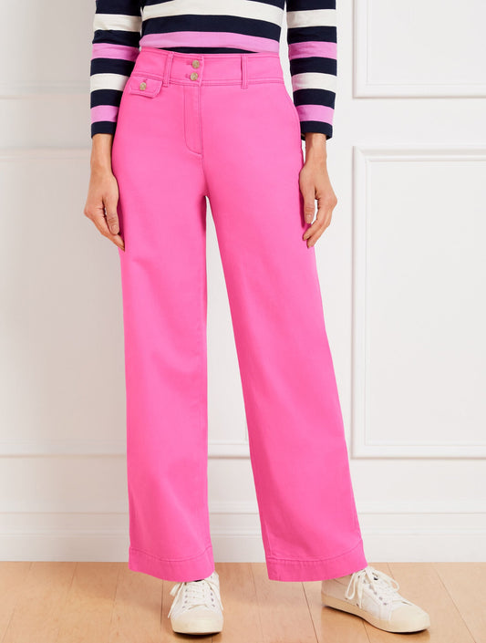 TWILL WIDE LEG PANTS | Talbots
