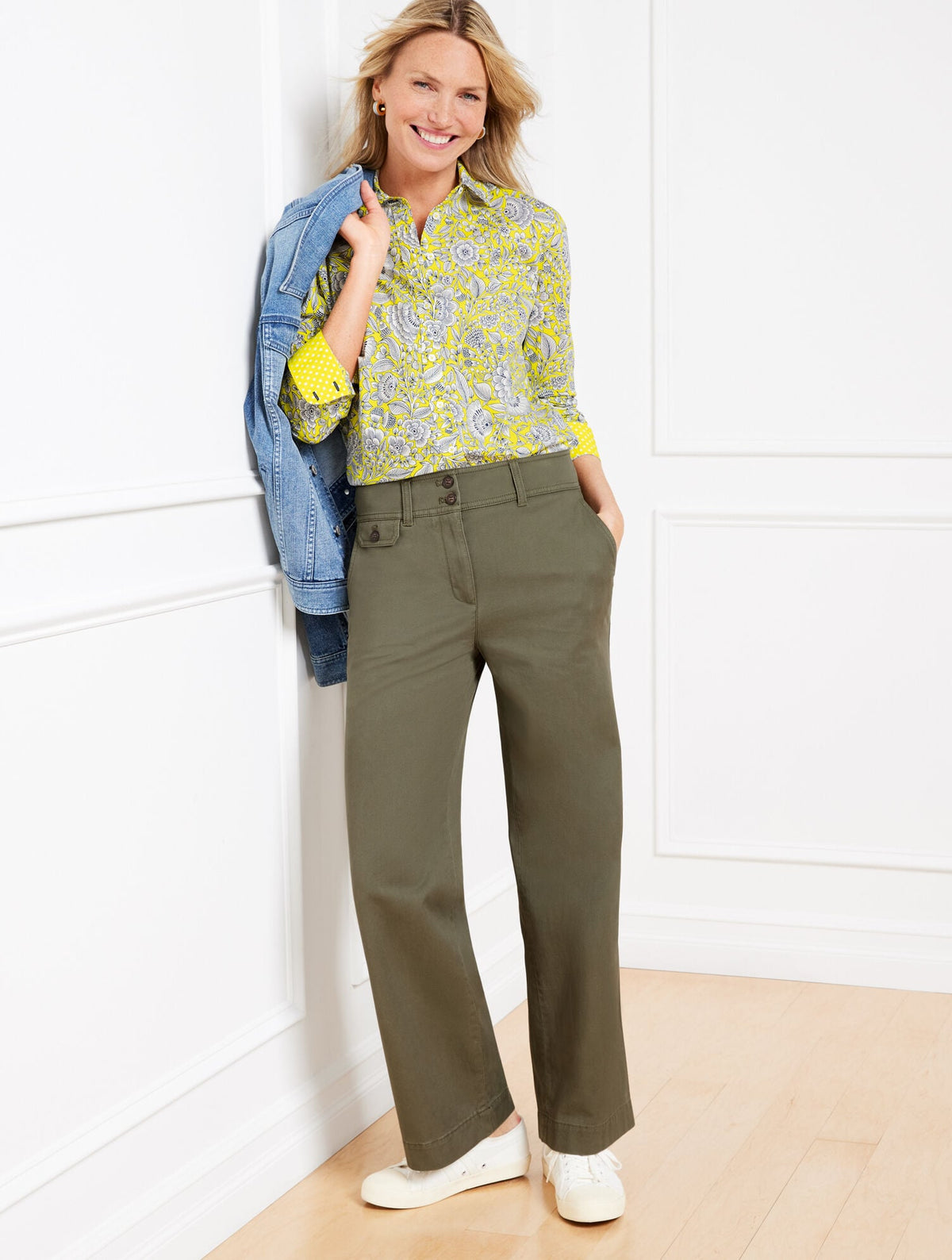 TWILL WIDE LEG PANTS | Talbots