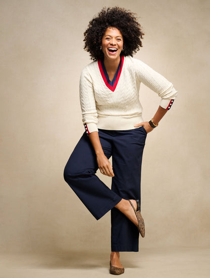 TWILL WIDE LEG PANTS | Talbots