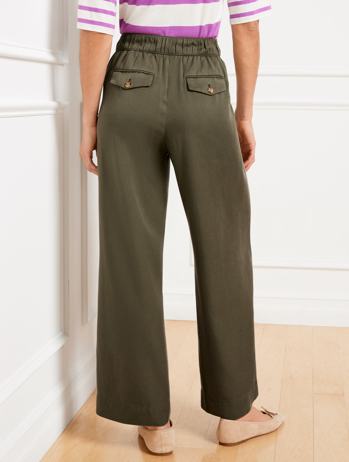 BELTED WIDE ANKLE PANTS | Talbots