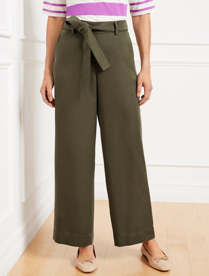 BELTED WIDE ANKLE PANTS | Talbots