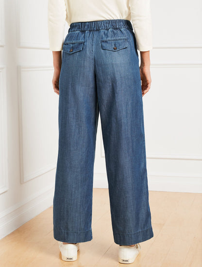 BELTED WIDE ANKLE PANTS - KALI WASH | Talbots