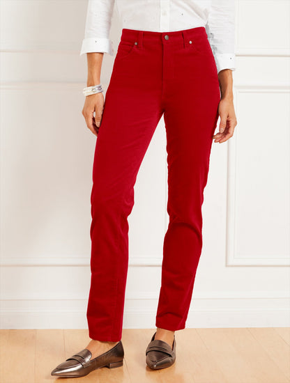 STRETCH CORDUROY STRAIGHT LEG PANTS - SOLIDS | Talbots