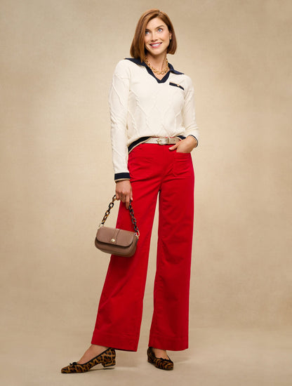 STRETCH CORDUROY WIDE LEG PANTS | Talbots