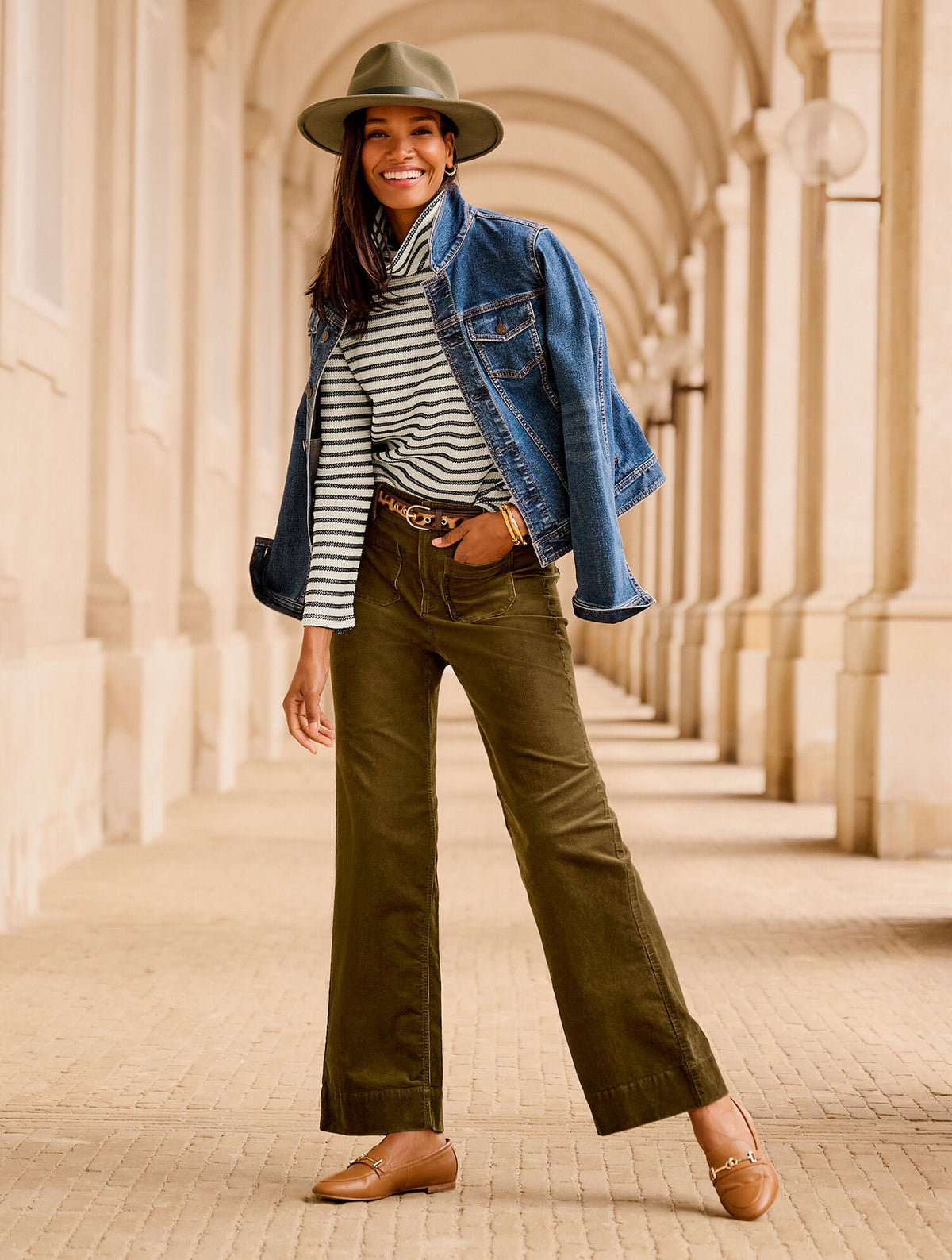 STRETCH CORDUROY WIDE LEG PANTS | Talbots