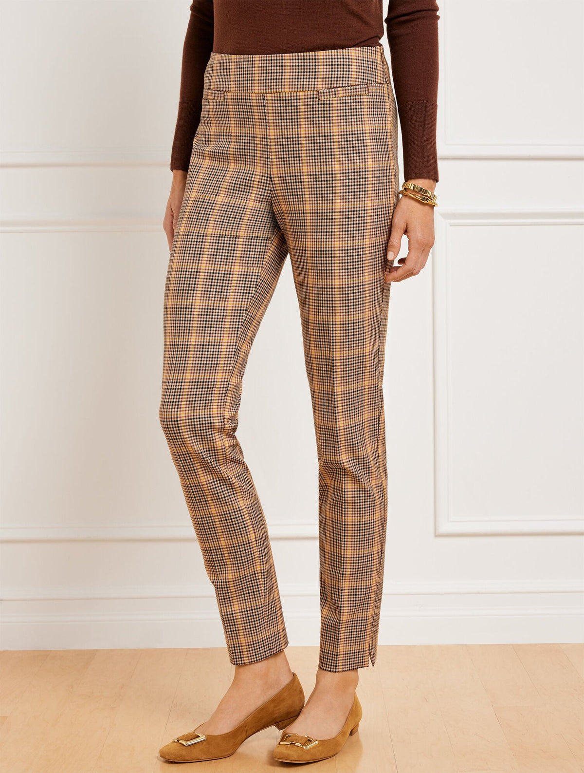 TALBOTS CHATHAM SLIM ANKLE PANTS - HAYSTACK PLAID | Talbots
