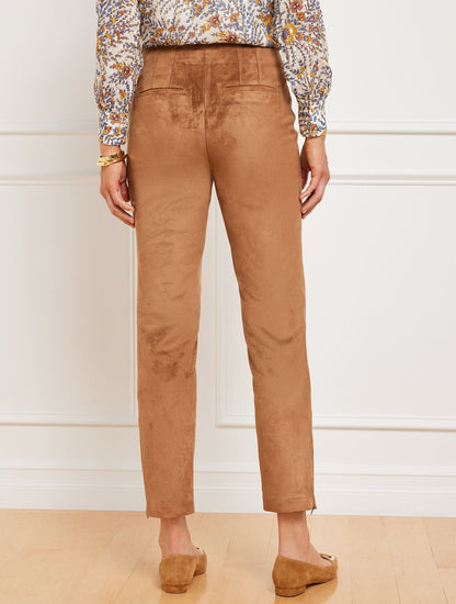 FAUX SUEDE SLIM LEG ANKLE PANTS | Talbots