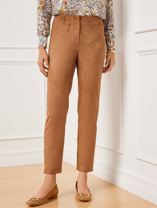 FAUX SUEDE SLIM LEG ANKLE PANTS | Talbots