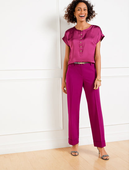 TAILORED STRETCH SLIM WIDE ANKLE PANTS | Talbots