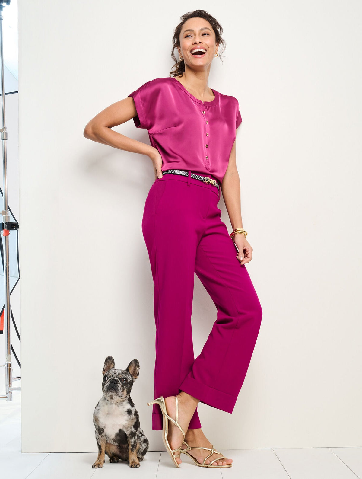 TAILORED STRETCH SLIM WIDE ANKLE PANTS | Talbots