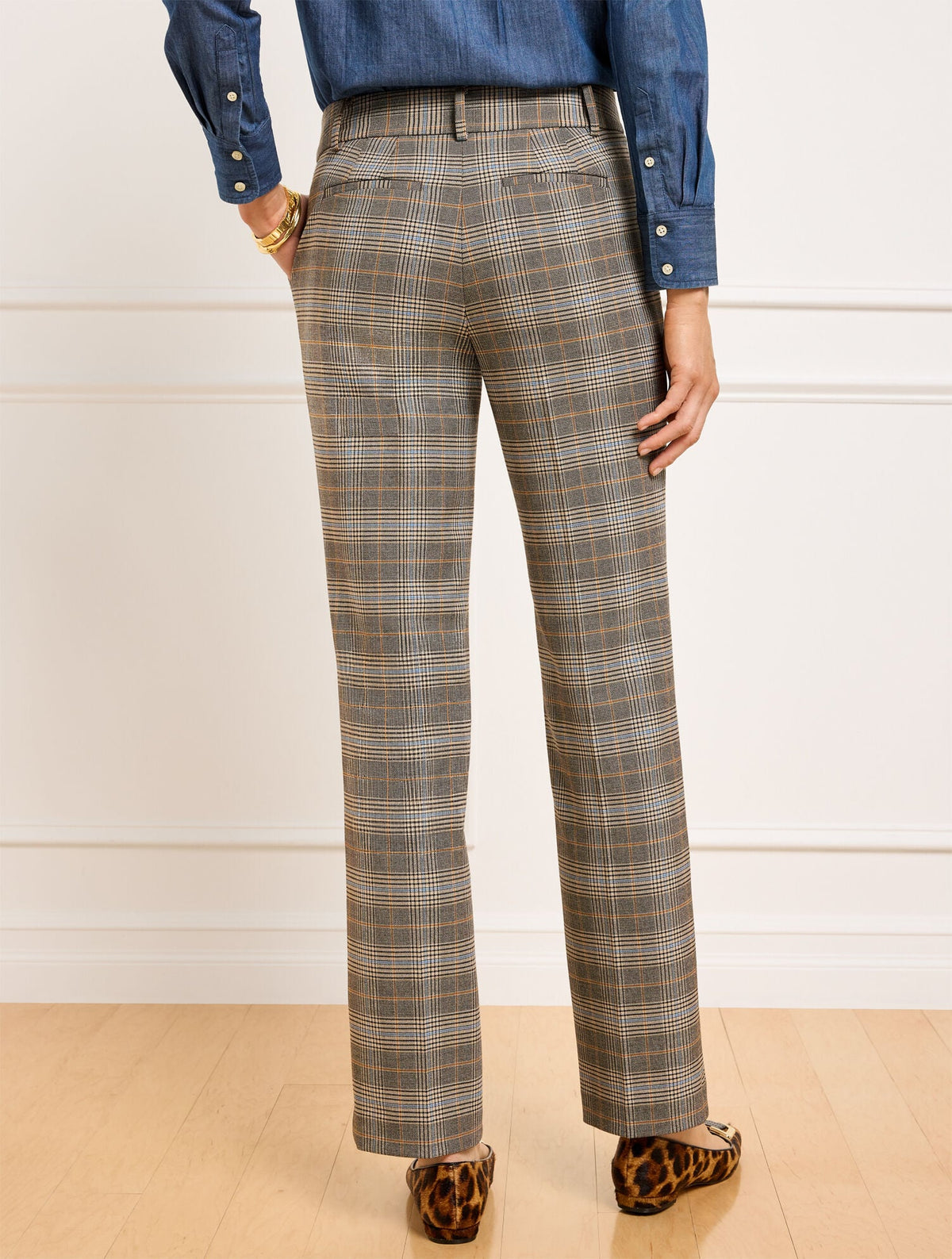 TALBOTS SOUTHAMPTON STRAIGHT LEG PANTS - GLEN PLAID | Talbots