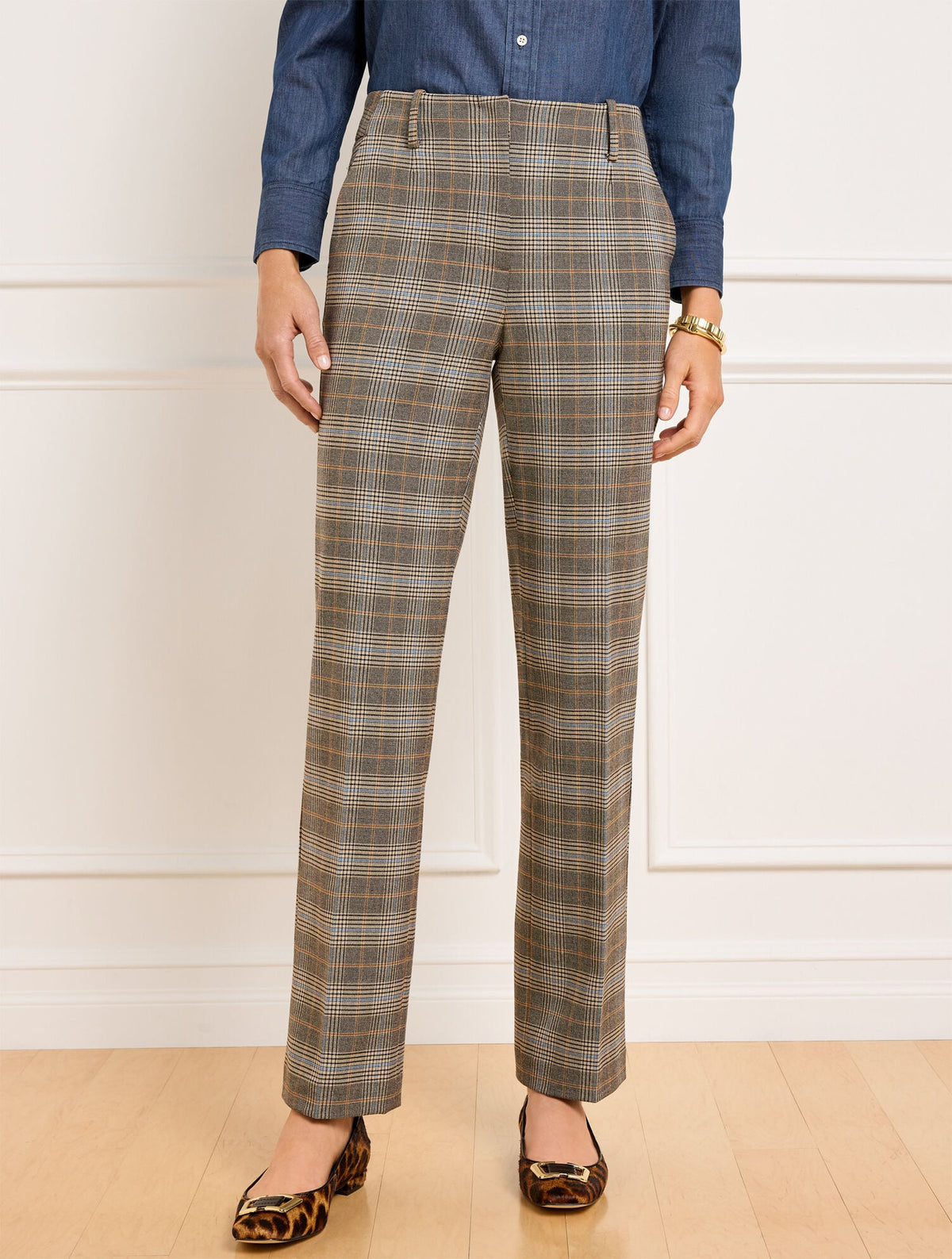 TALBOTS SOUTHAMPTON STRAIGHT LEG PANTS - GLEN PLAID | Talbots