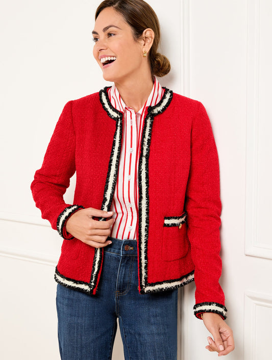 FRINGE STRIPE TWEED JACKET | Talbots