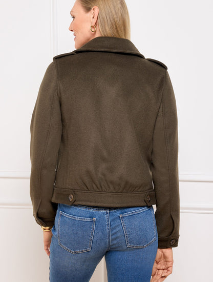 BRUSHED WOOL BLEND BOMBER JACKET | Talbots