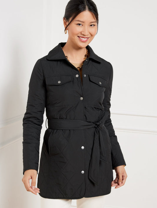 BELTED QUILTED SHIRT JACKET | Talbots