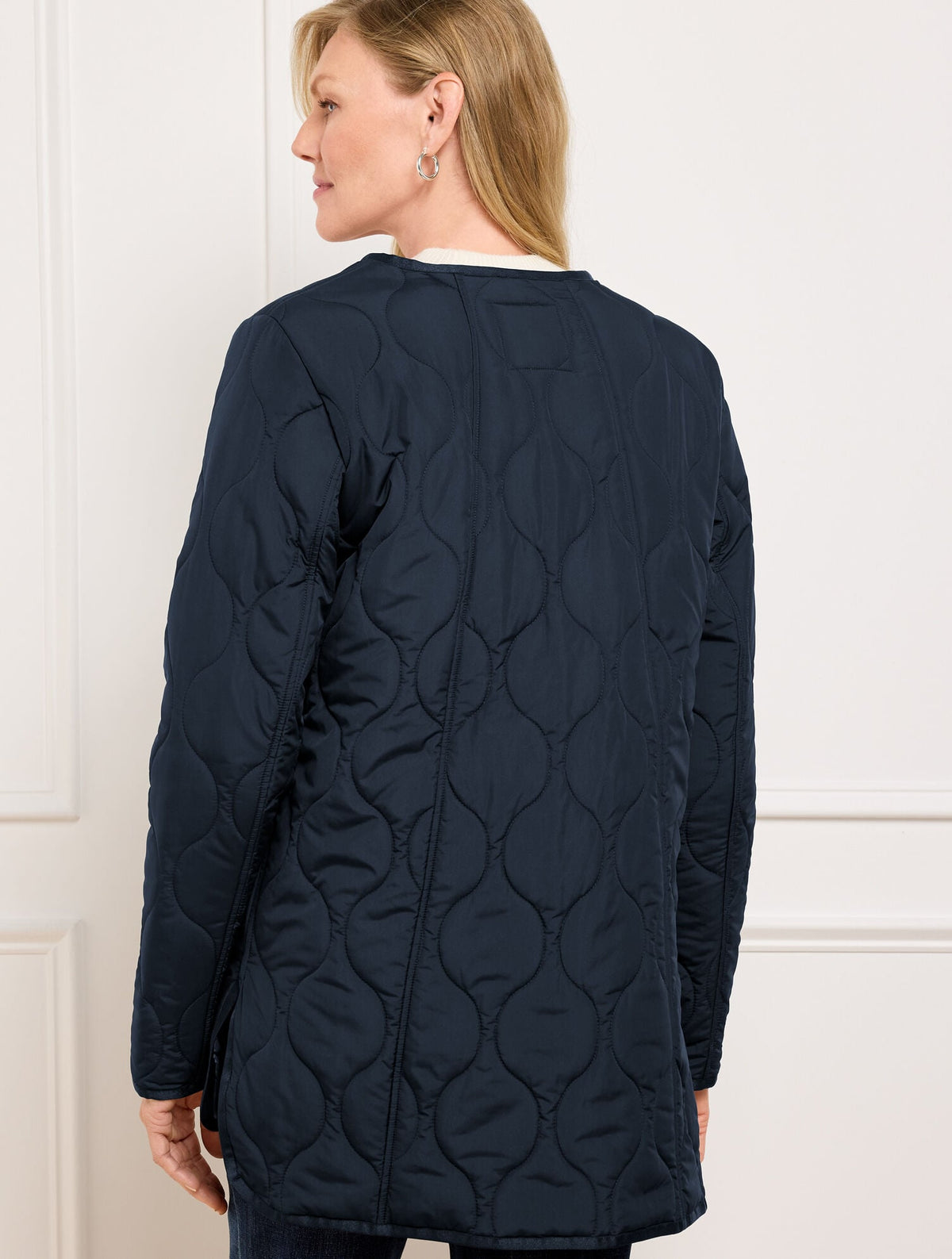QUILTED COLLARLESS COAT | Talbots