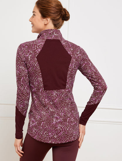 PERFORMANCE INTERLOCK HALF-ZIP PULLOVER - STENCILED FANS | Talbots