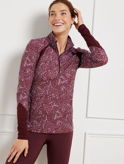 PERFORMANCE INTERLOCK HALF-ZIP PULLOVER - STENCILED FANS | Talbots
