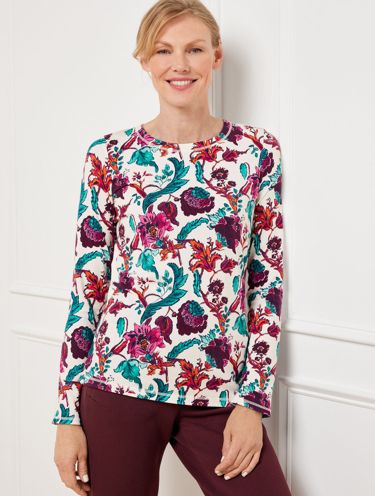 SUPERSOFT JERSEY LONG SLEEVE TEE – POETIC FLORAL | Talbots