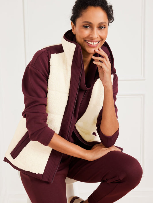 REVERSIBLE SHERPA PUFFER VEST | Talbots