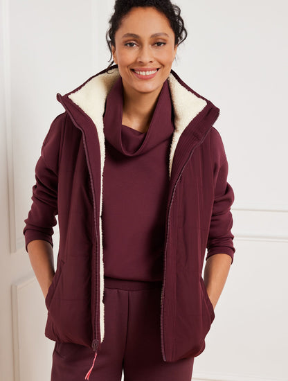 REVERSIBLE SHERPA PUFFER VEST | Talbots