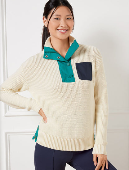 COOLMAX® SNAP HALF-ZIP SWEATER | Talbots