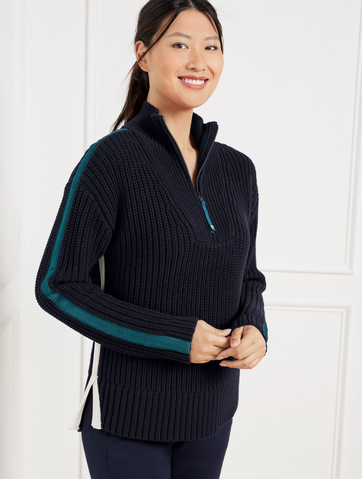 TIPPED HALF-ZIP SWEATER | Talbots