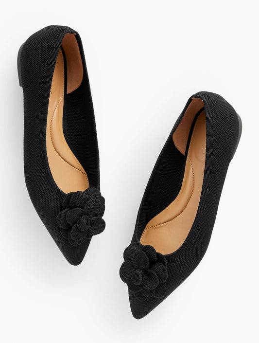 EDWIN KNIT FLOWER POINTED TOE FLATS | Talbots