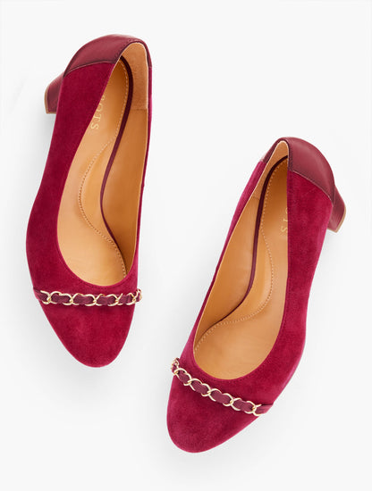 ELLERY CHAIN BLOCK HEEL PUMPS | Talbots