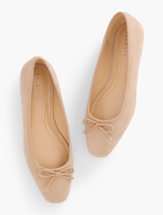 TINSLEY BOW SUEDE BALLET FLATS | Talbots