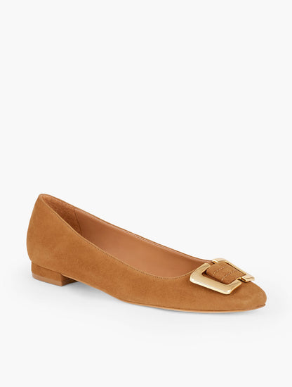 SUTTON SUEDE BUCKLE FLATS | Talbots