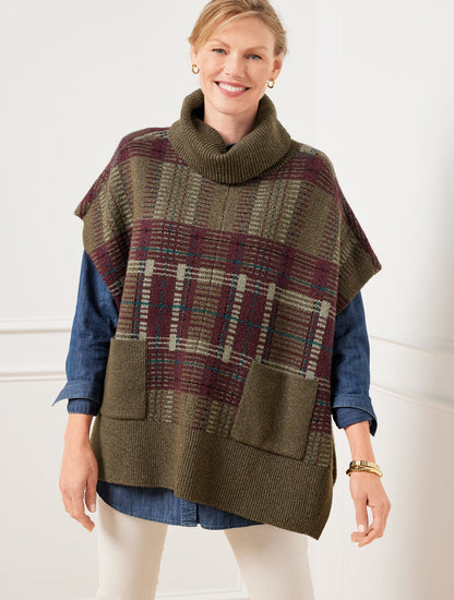 PLAID TURTLENECK PONCHO | Talbots