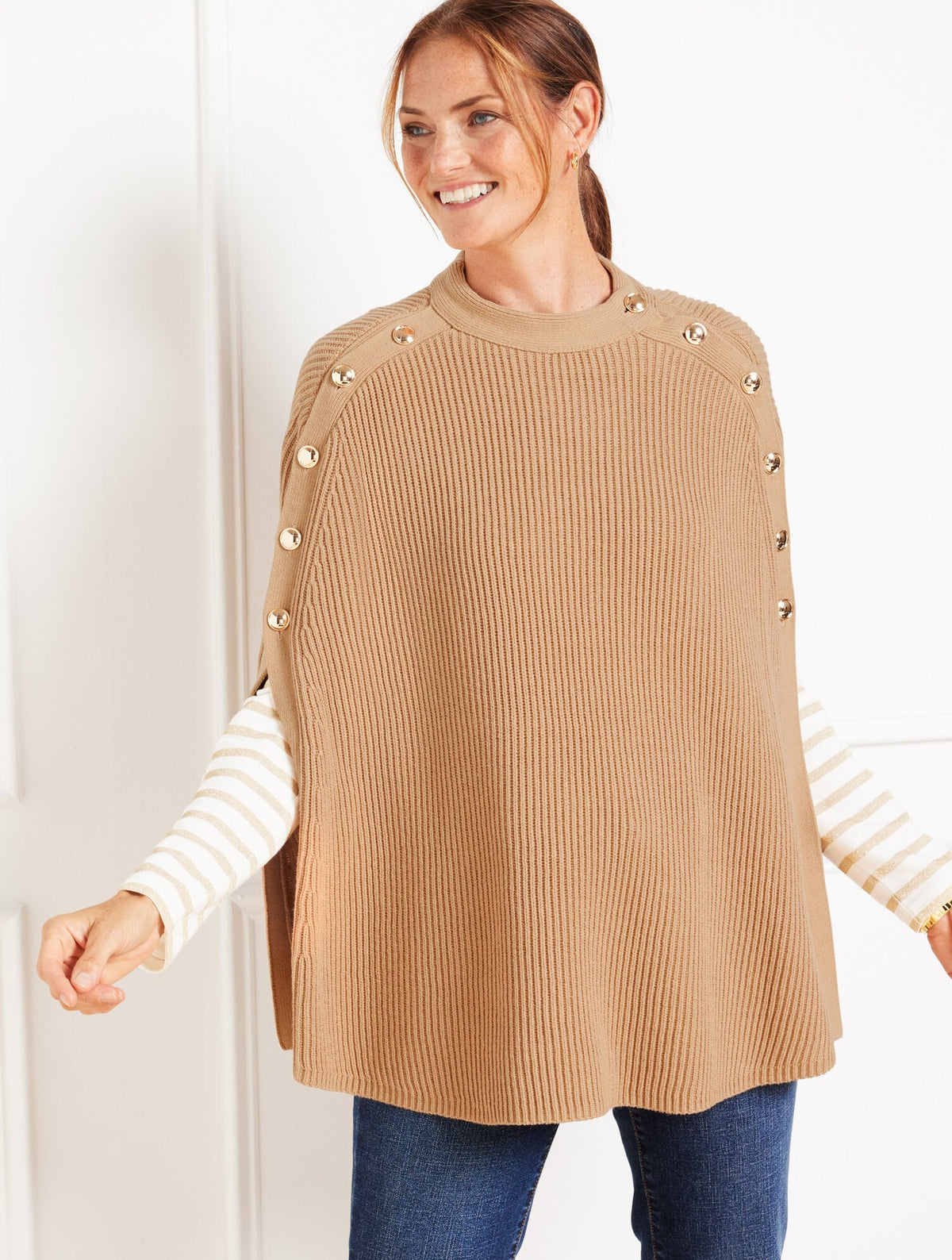 PLUS EXCLUSIVE BUTTON PONCHO | Talbots