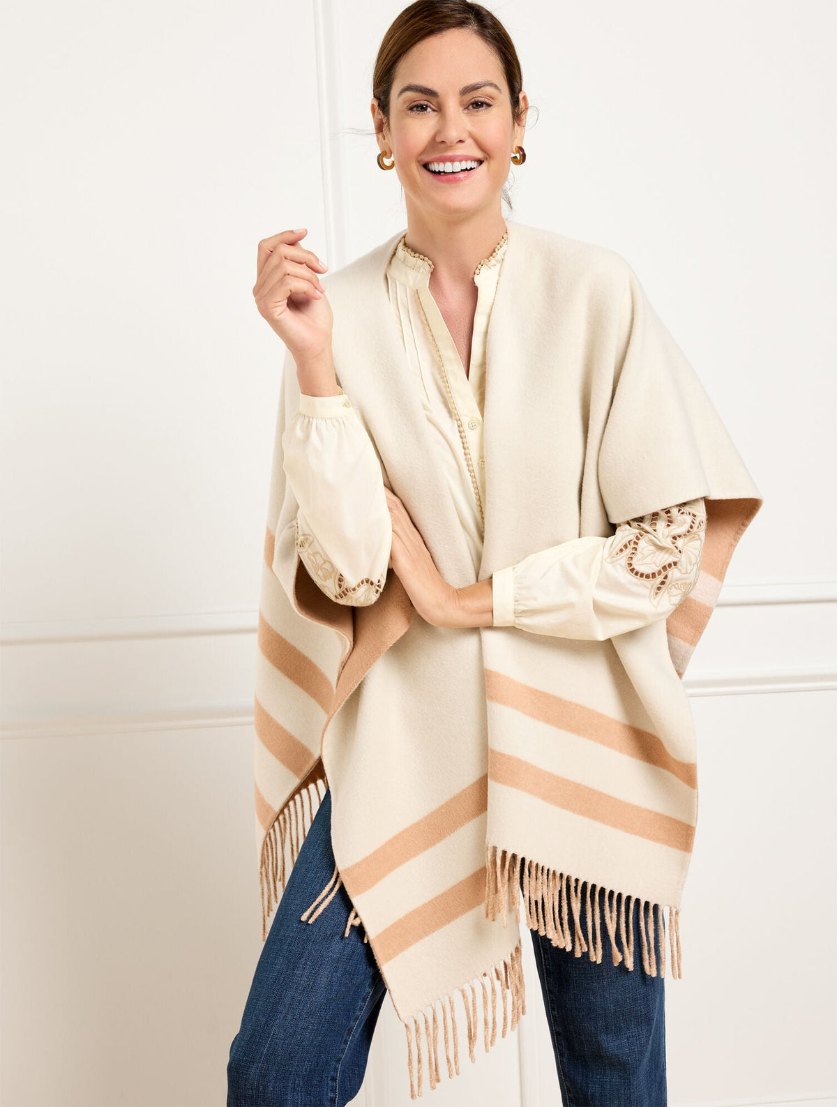 REVERSIBLE DOUBLE FACE RUANA | Talbots