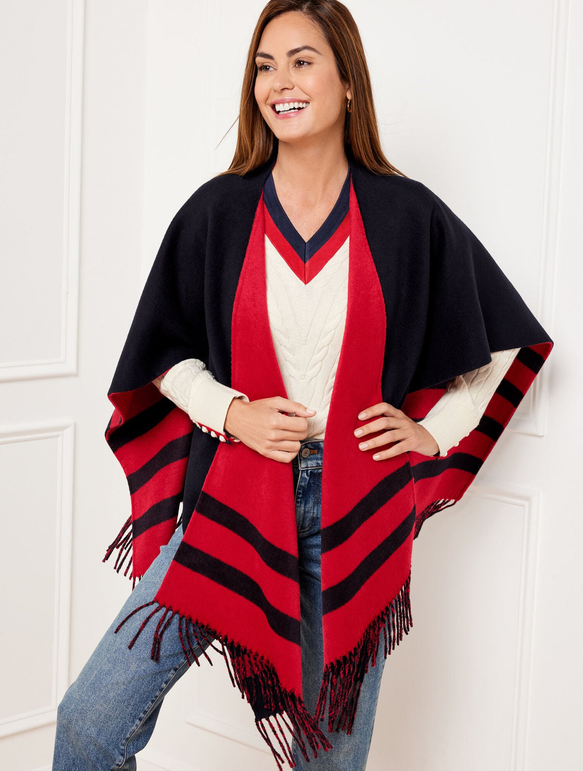 REVERSIBLE DOUBLE FACE RUANA | Talbots