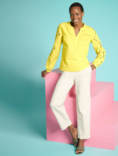 EMBROIDERED POPLIN TOP | Talbots