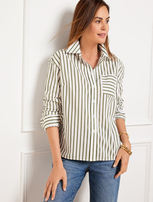 POPLIN SHORT SHIRT - NAUTICAL STRIPE | Talbots