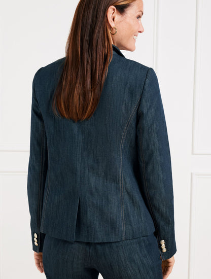 REFINED DENIM DOUBLE BREASTED BLAZER | Talbots