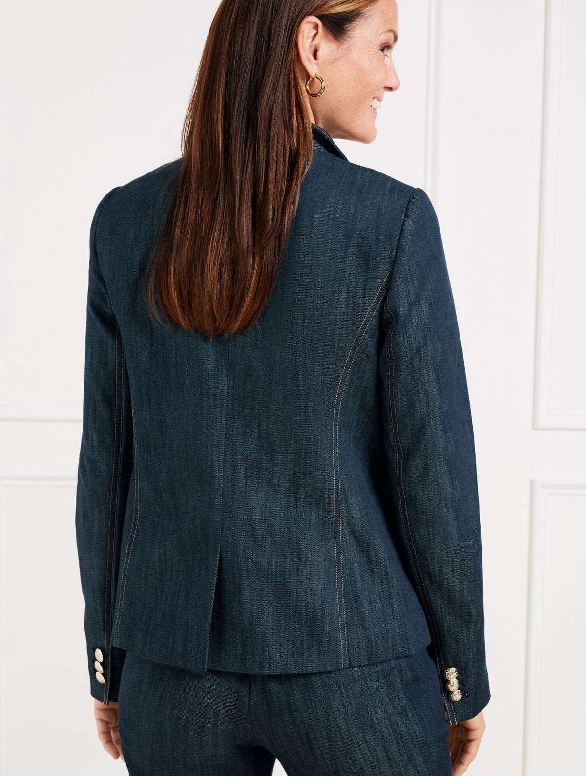 REFINED DENIM DOUBLE BREASTED BLAZER | Talbots