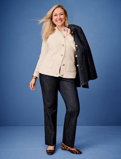 REFINED DENIM DOUBLE BREASTED BLAZER | Talbots