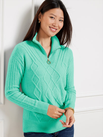 CABLE KNIT HALF-ZIP SWEATER | Talbots