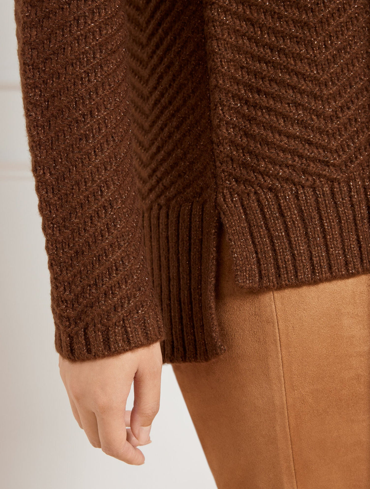 TEXTURE STITCH MOCKNECK SWEATER - METALLIC | Talbots
