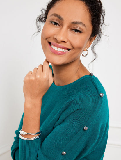 WOOL BLEND BUTTON DOLMAN SWEATER | Talbots