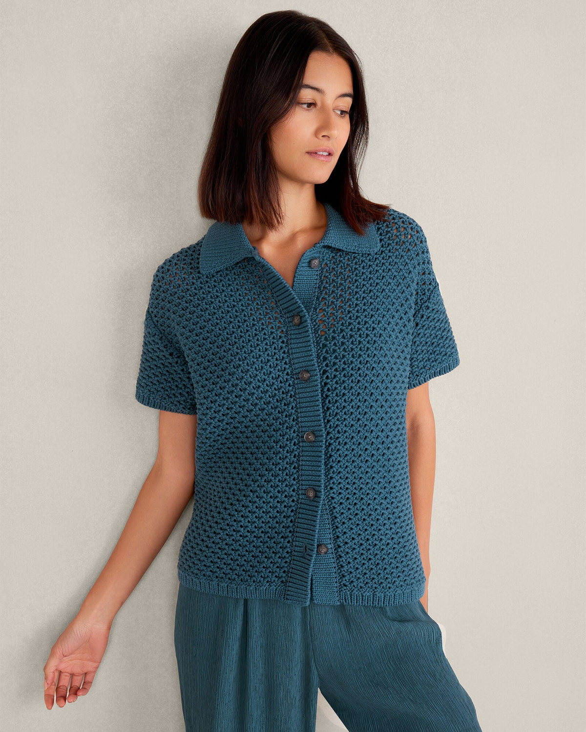 ORGANIC COTTON KNOT STITCH CARDIGAN | Talbots
