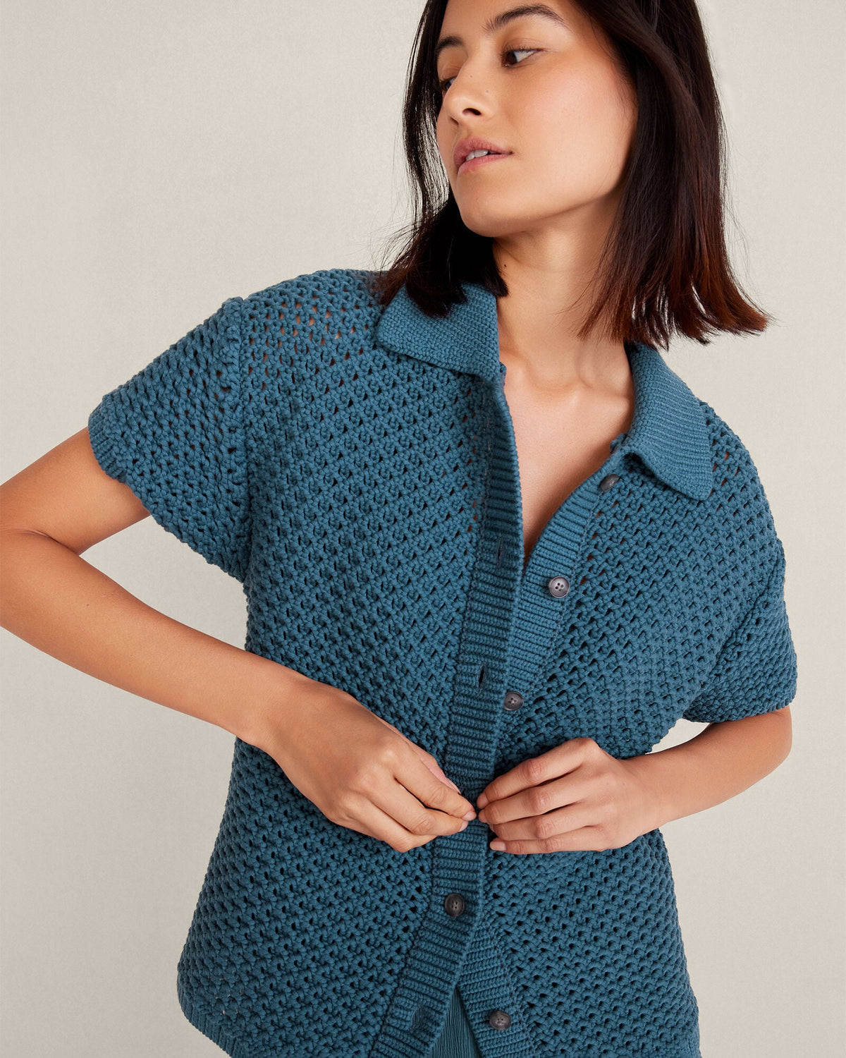 ORGANIC COTTON KNOT STITCH CARDIGAN | Talbots