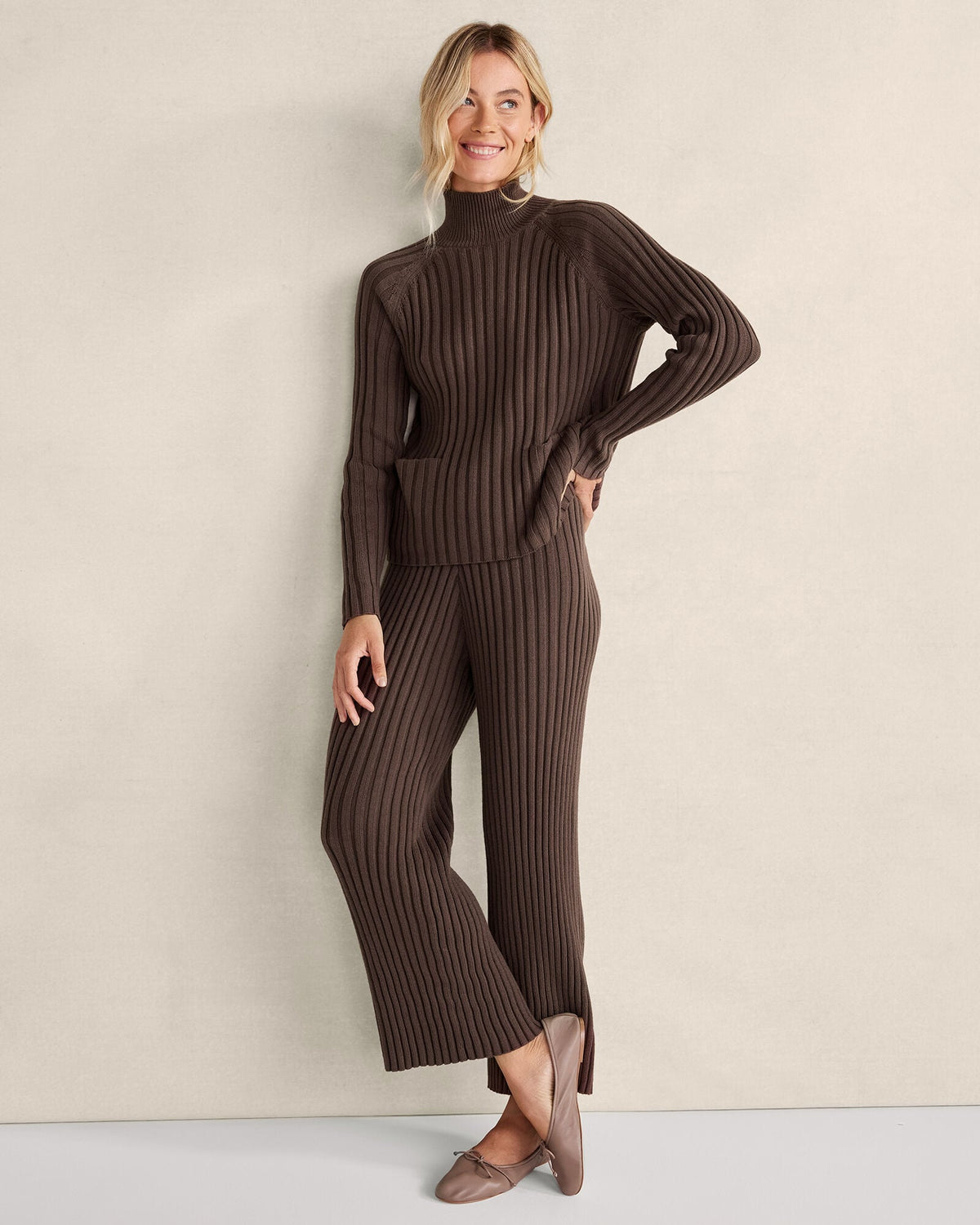 ORGANIC COTTON RIB KNIT PANTS | Talbots